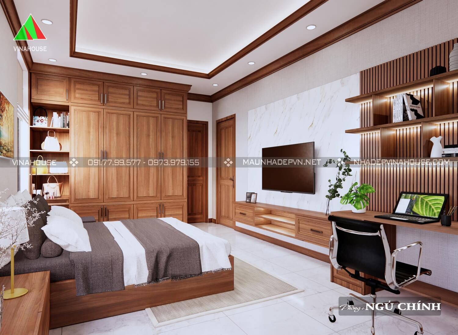 Mẫu thiết kế nhà cấp 4 mái thái 3 phòng ngủ hiện đại