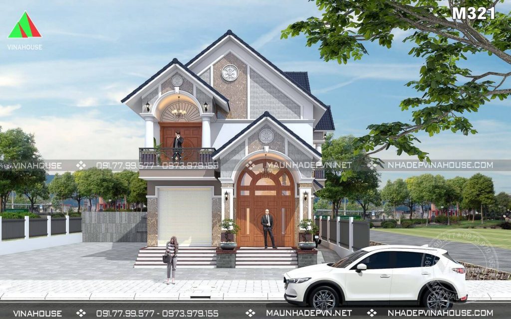 Thiết kế nhà 2 tầng mái thái đẹp ở Phú Yên M321