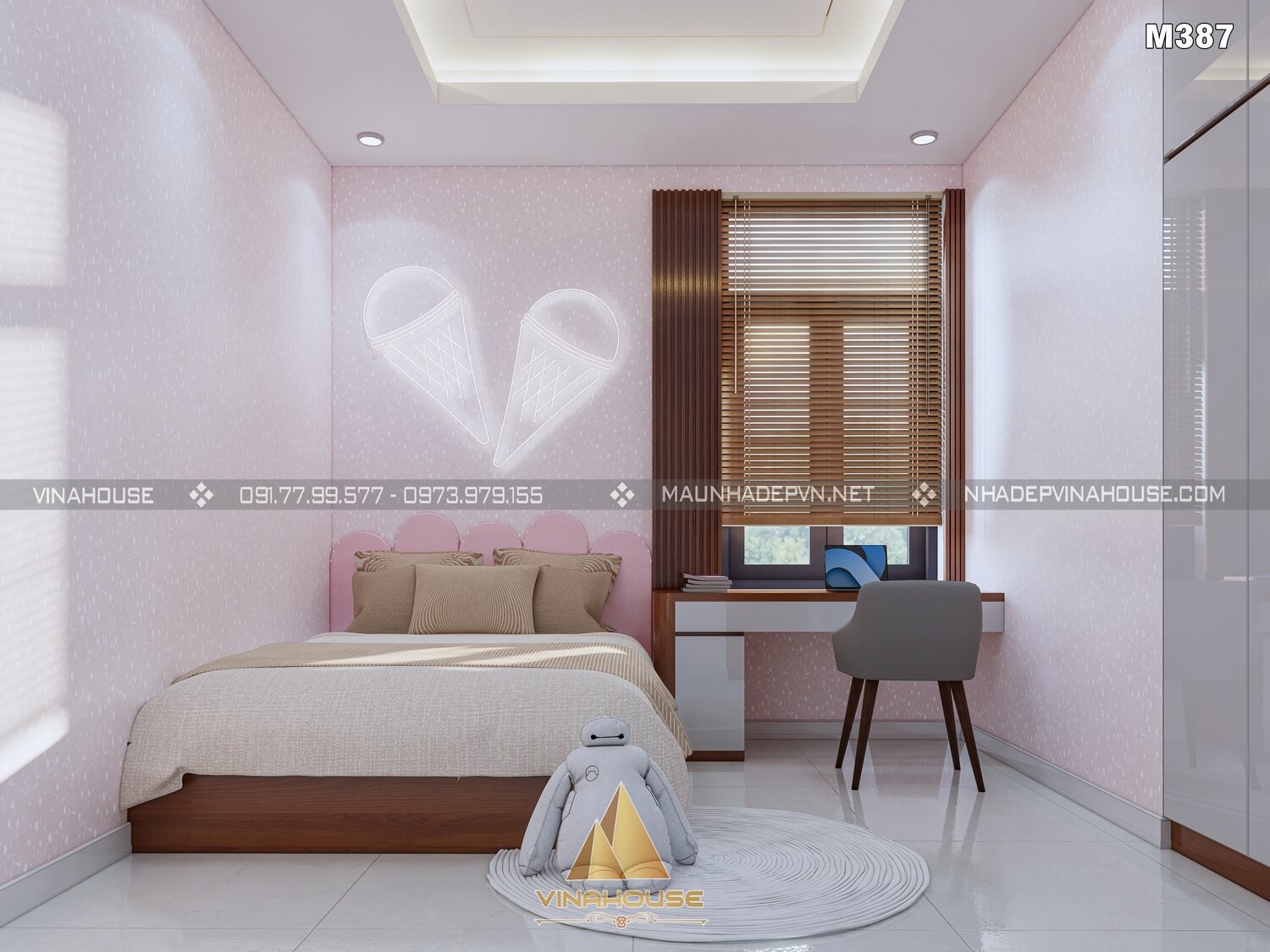 Thiết kế nội thất nhà vườn 4 phòng ngủ siêu đẹp ở Lâm Đồng M387