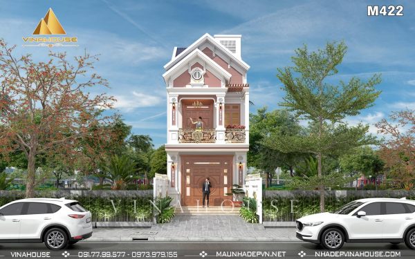 Thiết kế nhà 2 tầng mái thái tân cổ điển đẹp ở Lâm Đồng M422